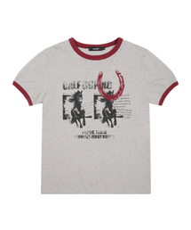 Horseshoe Ringer Top (Gray)