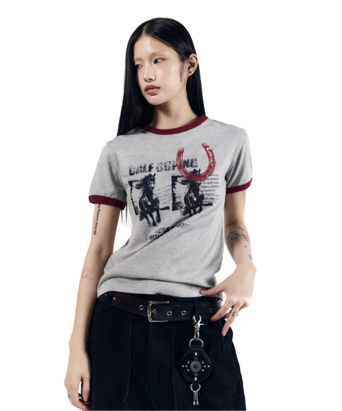 AAKAM(アーカム)の「Horseshoe Ringer Top (Gray)(Tシャツ/カットソー・レディース・その他・1/2)」の6枚目の写真