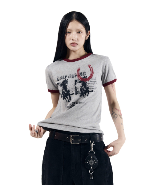 AAKAM(アーカム)の「Horseshoe Ringer Top (Gray)(Tシャツ/カットソー・レディース・その他・1/2)」の7枚目の写真
