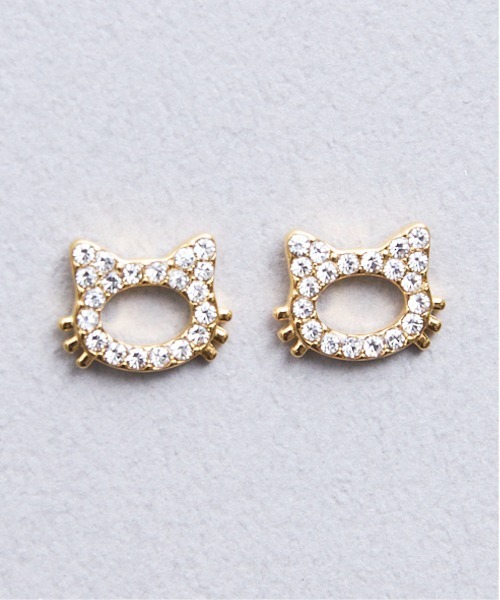 gargle(ガーグル)の「gargle ガーグル:STAINLESS ステンレスシリーズ キラキャット ねこ 猫 ピアス(ピアス(両耳用)・レディース・ゴールド・FREE)」の1枚目の写真