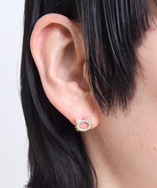 gargle(ガーグル)の「gargle ガーグル:STAINLESS ステンレスシリーズ キラキャット ねこ 猫 ピアス(ピアス(両耳用)・レディース・ゴールド・FREE)」の3枚目の写真