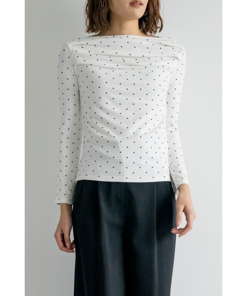 M.deux(エムドゥ)の「ドットオフショルプルオーバー(Tシャツ/カットソー・レディース・ブラック/オフホワイト・MEDIUM)」の8枚目の写真