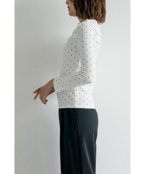 M.deux(エムドゥ)の「ドットオフショルプルオーバー(Tシャツ/カットソー・レディース・ブラック/オフホワイト・MEDIUM)」の9枚目の写真