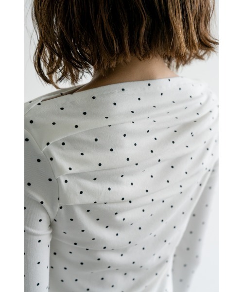 M.deux(エムドゥ)の「ドットオフショルプルオーバー(Tシャツ/カットソー・レディース・ブラック/オフホワイト・MEDIUM)」の13枚目の写真