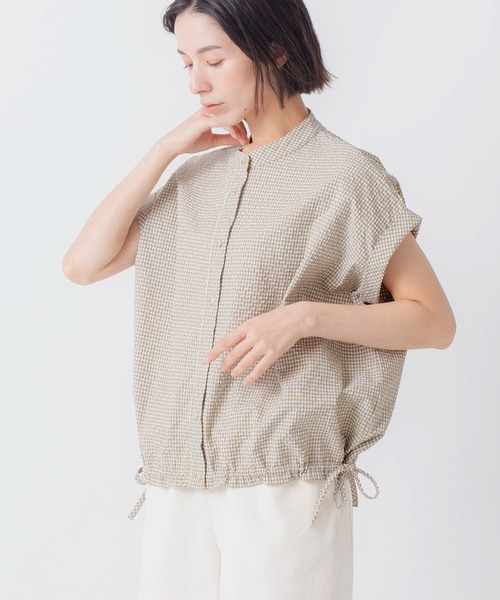 Kelen(ケレン)の「「KELEN / ケレン」シアーサッカーチェックブラウス(シャツ/ブラウス・レディース・チャコールグレー/ブラウン/ライトカーキ・M/S)」の1枚目の写真