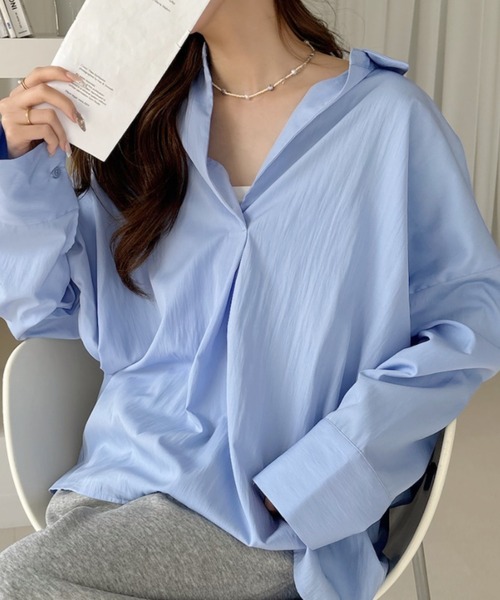 Ada.（エイダ）の「オーバーサイズ ロングスリーブ スキッパー シャツ（シャツ/ブラウス・レディース・ブルー/ブラック/ホワイト・FREE）」の18枚目の写真