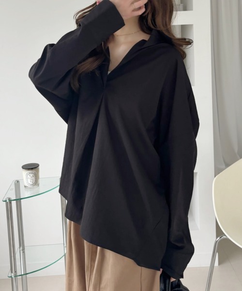 Ada.（エイダ）の「オーバーサイズ ロングスリーブ スキッパー シャツ（シャツ/ブラウス・レディース・ブルー/ブラック/ホワイト・FREE）」の10枚目の写真