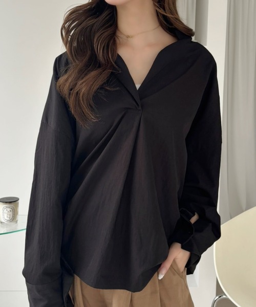 Ada.（エイダ）の「オーバーサイズ ロングスリーブ スキッパー シャツ（シャツ/ブラウス・レディース・ブルー/ブラック/ホワイト・FREE）」の16枚目の写真