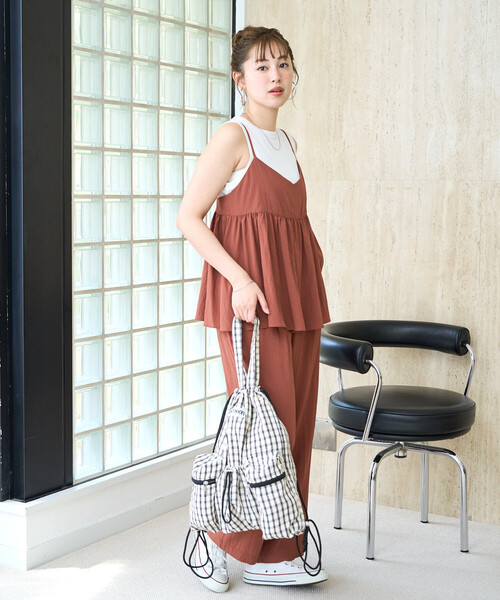FREAK'S STORE（フリークスストア）の「限定展開 OUTDOOR PRODUCTS × FREAK'S STORE/アウトドアプロダクツ 別注 チェック ポケット ナップサック（バックパック/リュック・レディース・ブラウン/ネイビー/ブラック・ONE SIZE）」の14枚目の写真