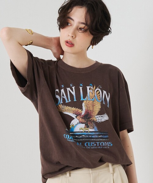 GOOD ROCK SPEED（グッドロックスピード）の「【GOOD ROCK SPEED/グッドロックスピード】別注TEE/Tシャツ/ヴィンテージライク/半袖/春服/夏服（Tシャツ/カットソー・レディース・ブラック/ブラウン・フリー）」の2枚目の写真