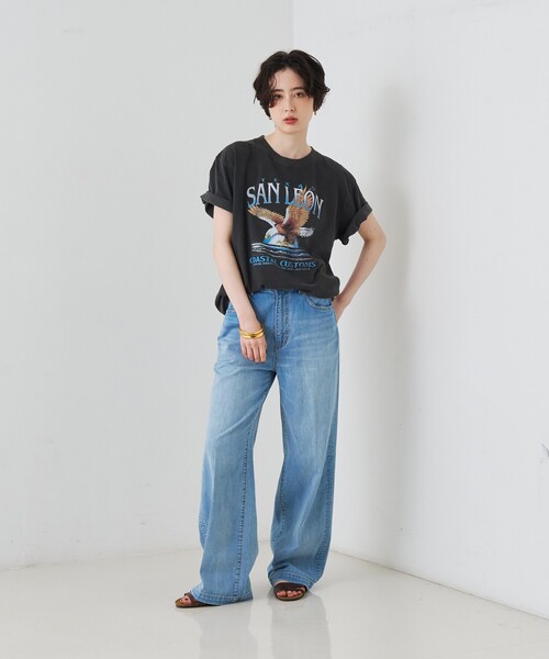 GOOD ROCK SPEED（グッドロックスピード）の「【GOOD ROCK SPEED/グッドロックスピード】別注TEE/Tシャツ/ヴィンテージライク/半袖/春服/夏服（Tシャツ/カットソー・レディース・ブラック/ブラウン・フリー）」の4枚目の写真