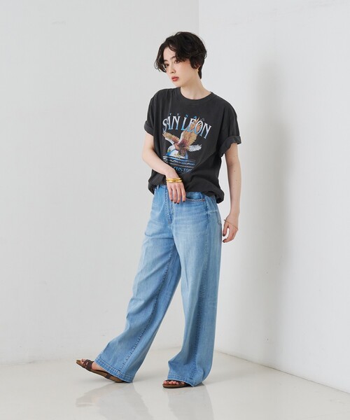 GOOD ROCK SPEED（グッドロックスピード）の「【GOOD ROCK SPEED/グッドロックスピード】別注TEE/Tシャツ/ヴィンテージライク/半袖/春服/夏服（Tシャツ/カットソー・レディース・ブラック/ブラウン・フリー）」の6枚目の写真