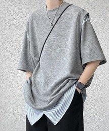 link lot（リンクロット）の「裾ストライプフェイクレイヤードワッフル調無地Tシャツ（Tシャツ/カットソー）」