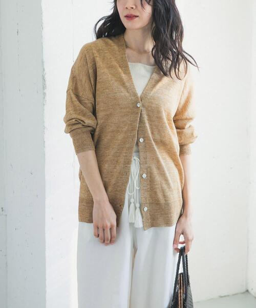 URBAN RESEARCH DOORS（アーバンリサーチドアーズ）の「リネンVネックカーディガン（カーディガン/ボレロ・レディース・ライトベージュ/ライトグレー/ベージュ系その他・FREE）」の12枚目の写真