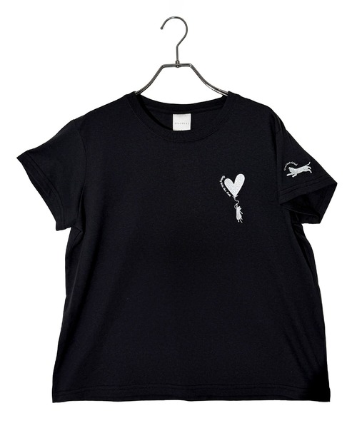 Candlestick（キャンドルスティック）の「飛ばされる子猫追うママネコ刺繍 コンパクトTシャツ（Tシャツ/カットソー・レディース・ホワイト/ブラック/スミクロ・FREE）」の13枚目の写真