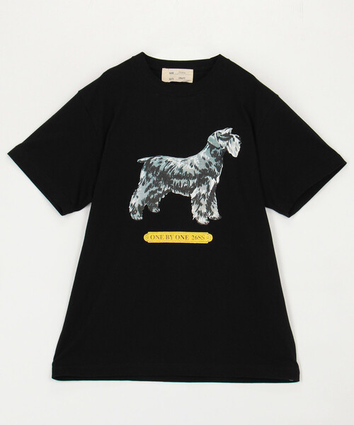 O by O/ワンバイワン original print tee miniature schnauzer