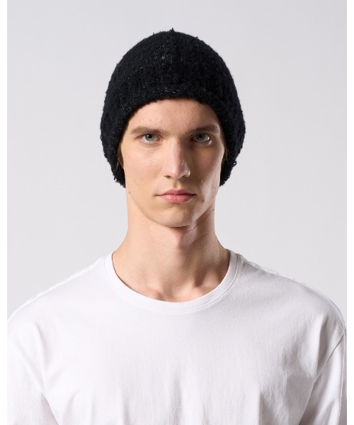 wjk（ダヴルジェイケイ）の「fancy yarn roll beanie（ニットキャップ/ビーニー・メンズ・ブラック/ホワイト/チャコールグレー・FREE）」の5枚目の写真