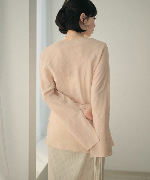 LAULEN（ローレン）の「ramie blend slit cuff flare blouse /ラミーブレンドフレアチュニックブラウス（シャツ/ブラウス・レディース・ピンク/ホワイト/ブラック・FREE）」の8枚目の写真