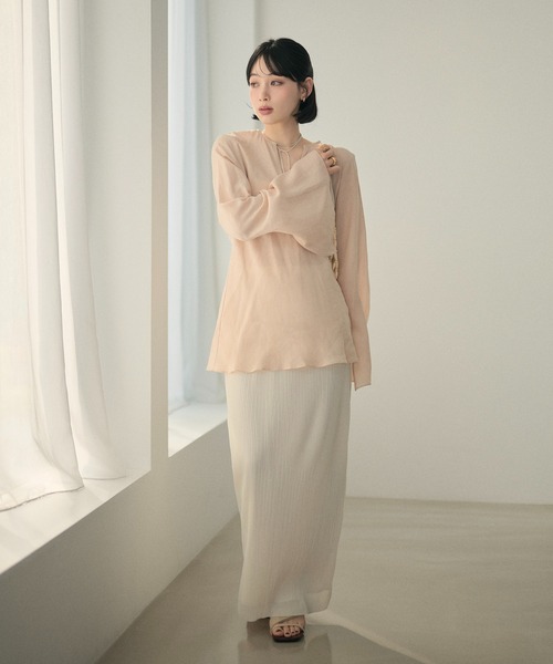 LAULEN（ローレン）の「ramie blend slit cuff flare blouse /ラミーブレンドフレアチュニックブラウス（シャツ/ブラウス・レディース・ピンク/ホワイト/ブラック・FREE）」の11枚目の写真