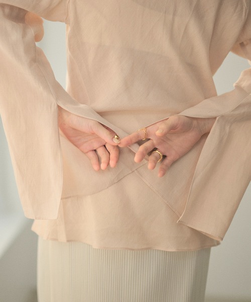LAULEN（ローレン）の「ramie blend slit cuff flare blouse /ラミーブレンドフレアチュニックブラウス（シャツ/ブラウス・レディース・ピンク/ホワイト/ブラック・FREE）」の16枚目の写真