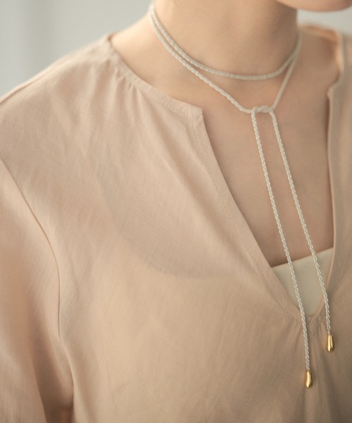 LAULEN（ローレン）の「ramie blend slit cuff flare blouse /ラミーブレンドフレアチュニックブラウス（シャツ/ブラウス・レディース・ピンク/ホワイト/ブラック・FREE）」の17枚目の写真