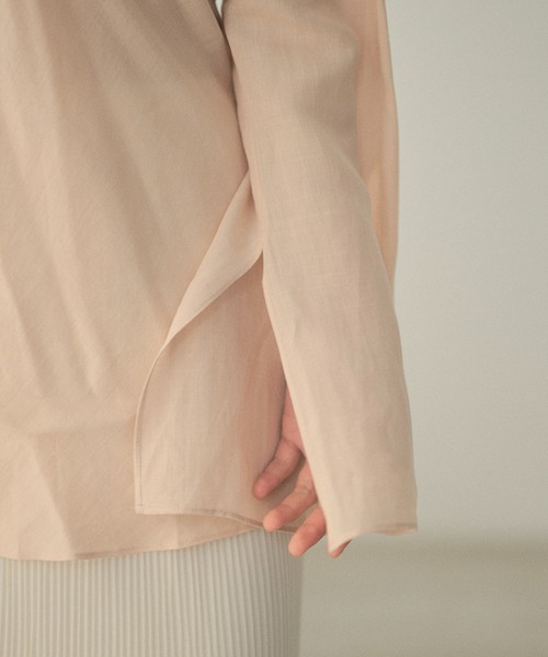 LAULEN（ローレン）の「ramie blend slit cuff flare blouse /ラミーブレンドフレアチュニックブラウス（シャツ/ブラウス・レディース・ピンク/ホワイト/ブラック・FREE）」の19枚目の写真