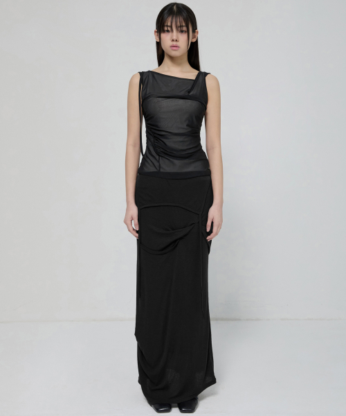 FLAREUP(フレアアップ)の「Draped Mesh Layered Sleeveless (FL-116_Black)(Tシャツ/カットソー・レディース・ブラック・1/2)」の7枚目の写真