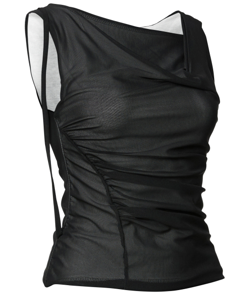 FLAREUP(フレアアップ)の「Draped Mesh Layered Sleeveless (FL-116_Black)(Tシャツ/カットソー・レディース・ブラック・1/2)」の11枚目の写真