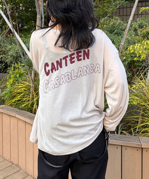 St.Johns 3rd club(セントジョンズサードクラブ)の「【ST.JOHNS 3RD CLUB/セントジョンズサードクラブ】シアーロゴロンTee2(Tシャツ/カットソー・レディース・グレイッシュベージュ/ダークブラウン・フリー)」の8枚目の写真