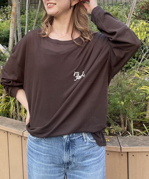St.Johns 3rd club(セントジョンズサードクラブ)の「【ST.JOHNS 3RD CLUB/セントジョンズサードクラブ】シアーロゴロンTee2(Tシャツ/カットソー・レディース・グレイッシュベージュ/ダークブラウン・フリー)」の10枚目の写真