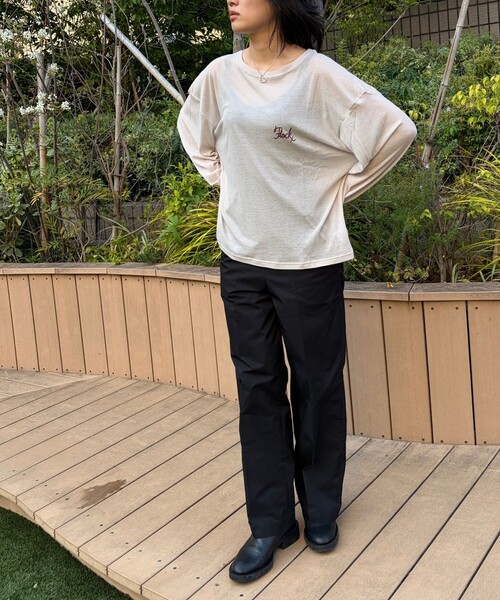St.Johns 3rd club(セントジョンズサードクラブ)の「【ST.JOHNS 3RD CLUB/セントジョンズサードクラブ】シアーロゴロンTee2(Tシャツ/カットソー・レディース・グレイッシュベージュ/ダークブラウン・フリー)」の15枚目の写真
