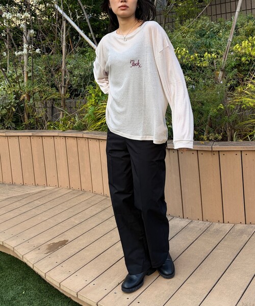St.Johns 3rd club(セントジョンズサードクラブ)の「【ST.JOHNS 3RD CLUB/セントジョンズサードクラブ】シアーロゴロンTee2(Tシャツ/カットソー・レディース・グレイッシュベージュ/ダークブラウン・フリー)」の16枚目の写真