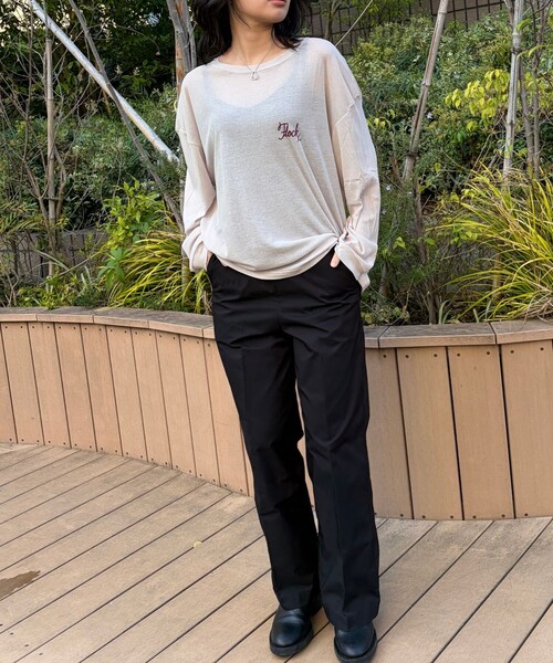 St.Johns 3rd club(セントジョンズサードクラブ)の「【ST.JOHNS 3RD CLUB/セントジョンズサードクラブ】シアーロゴロンTee2(Tシャツ/カットソー・レディース・グレイッシュベージュ/ダークブラウン・フリー)」の19枚目の写真