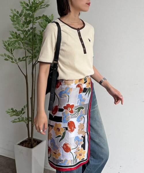 U.S. POLO ASSN.(ユーエスポロアッスン)の「ヘンリーネックリブ半袖T(Tシャツ/カットソー・レディース・ネイビー/ブラウン/アイボリー/ブラック/グレー・FREE)」の7枚目の写真