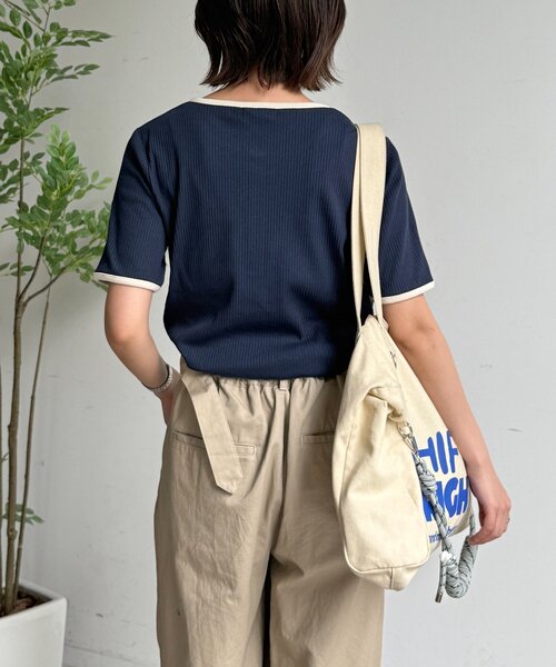 U.S. POLO ASSN.(ユーエスポロアッスン)の「ヘンリーネックリブ半袖T(Tシャツ/カットソー・レディース・ネイビー/ブラウン/アイボリー/ブラック/グレー・FREE)」の12枚目の写真