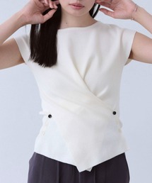 SOYEN（ソイエン）の「2WAYトリプルボタンカシュクールフレンチスリーブニット（Tシャツ/カットソー）」