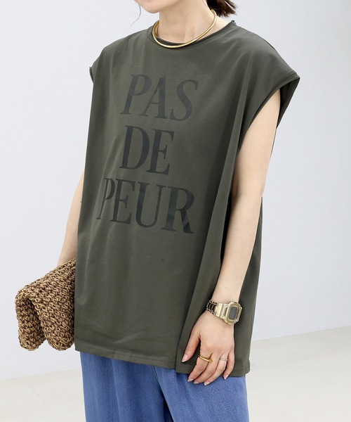 Aletta vita(アレッタビータ)の「綿天竺ロゴプリントフレンチカットソー(Tシャツ/カットソー・レディース・チャコール/レッド/オフホワイト・M)」の3枚目の写真