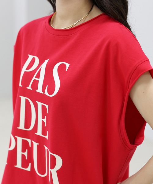 Aletta vita(アレッタビータ)の「綿天竺ロゴプリントフレンチカットソー(Tシャツ/カットソー・レディース・チャコール/レッド/オフホワイト・M)」の13枚目の写真