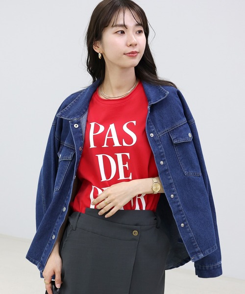 Aletta vita(アレッタビータ)の「綿天竺ロゴプリントフレンチカットソー(Tシャツ/カットソー・レディース・チャコール/レッド/オフホワイト・M)」の15枚目の写真
