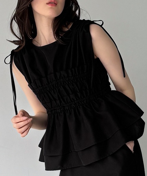 junoah（ジュノア）の「ペプラムデザイントップス＋パンツセットアップ（セットアップ・レディース・ブラック/チャコール/ライトベージュ・MEDIUM/SMALL/LARGE）」の14枚目の写真