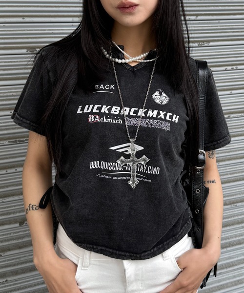 lilful(リルフル)の「【26年春夏新作】アソートデザイン ウォッシュ加工 サイドギャザーTシャツ(Tシャツ/カットソー・レディース・その他1/その他2/その他3・F)」の13枚目の写真