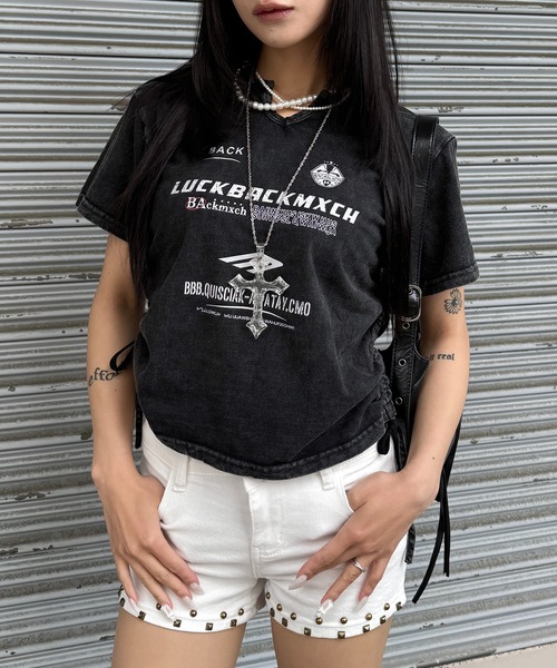 lilful(リルフル)の「【26年春夏新作】アソートデザイン ウォッシュ加工 サイドギャザーTシャツ(Tシャツ/カットソー・レディース・その他1/その他2/その他3・F)」の14枚目の写真