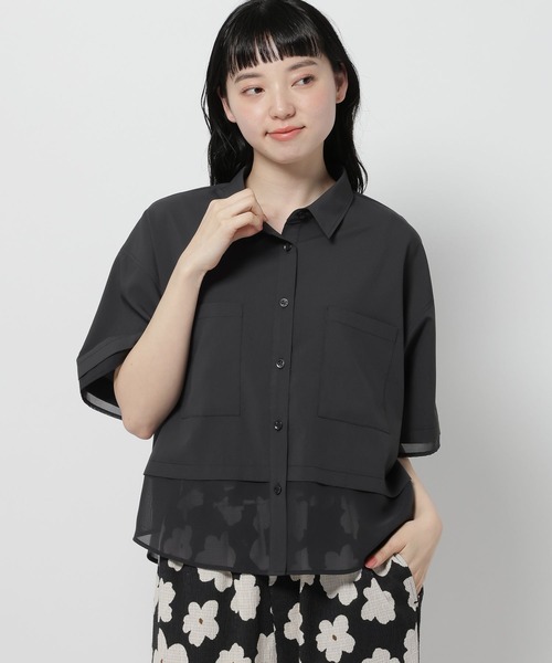 niko and...（ニコアンド）の「コタットシアードッキングシャツ（シャツ/ブラウス・レディース・ライトブルー/ベージュ/ブラック・LARGE/MEDIUM）」の2枚目の写真