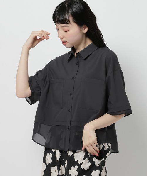 niko and...（ニコアンド）の「コタットシアードッキングシャツ（シャツ/ブラウス・レディース・ライトブルー/ベージュ/ブラック・LARGE/MEDIUM）」の9枚目の写真