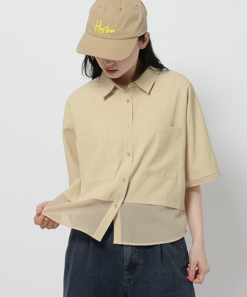 niko and...（ニコアンド）の「コタットシアードッキングシャツ（シャツ/ブラウス・レディース・ライトブルー/ベージュ/ブラック・LARGE/MEDIUM）」の12枚目の写真