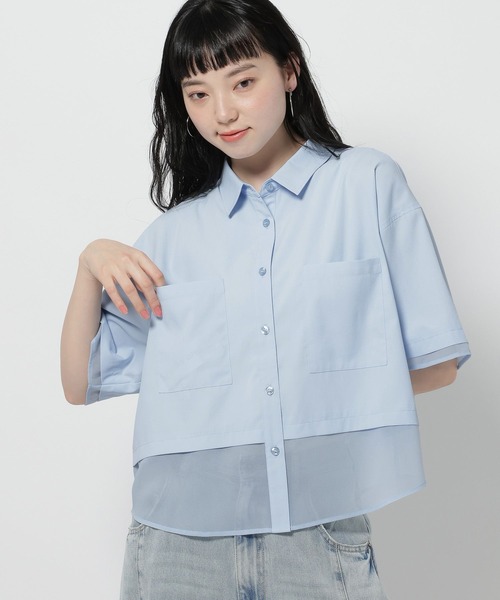 niko and...（ニコアンド）の「コタットシアードッキングシャツ（シャツ/ブラウス・レディース・ライトブルー/ベージュ/ブラック・LARGE/MEDIUM）」の15枚目の写真