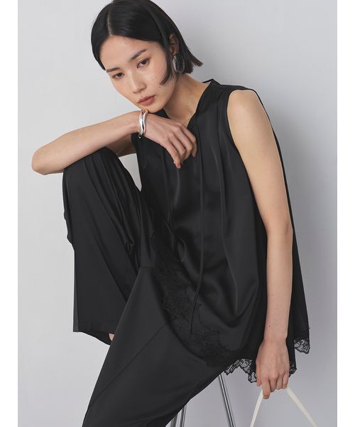 MIESROHE(ミースロエ)の「ハンカチーフヘムレースブラウス(シャツ/ブラウス・レディース・ブラック/アイボリー/ミント・F)」の4枚目の写真