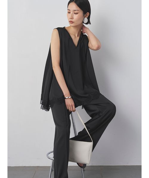 MIESROHE(ミースロエ)の「ハンカチーフヘムレースブラウス(シャツ/ブラウス・レディース・ブラック/アイボリー/ミント・F)」の5枚目の写真
