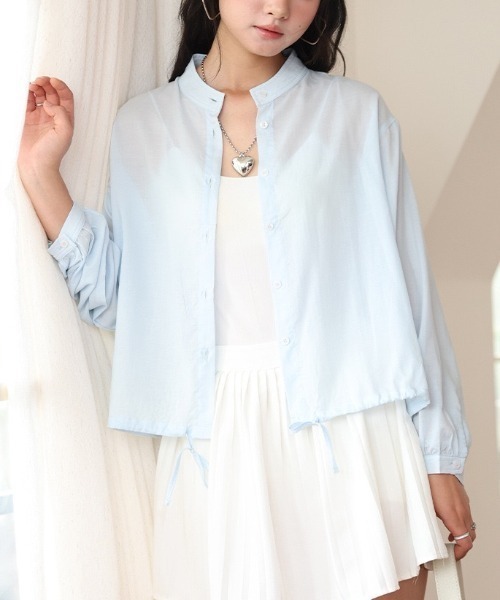 CHUN CHUN NOTES(チュンチュンノーツ)の「26SS/テンセルリネンバンドカラーシアーシャツ(シャツ/ブラウス・レディース・ネイビー/ホワイト/ピンク/ブルー・M)」の6枚目の写真