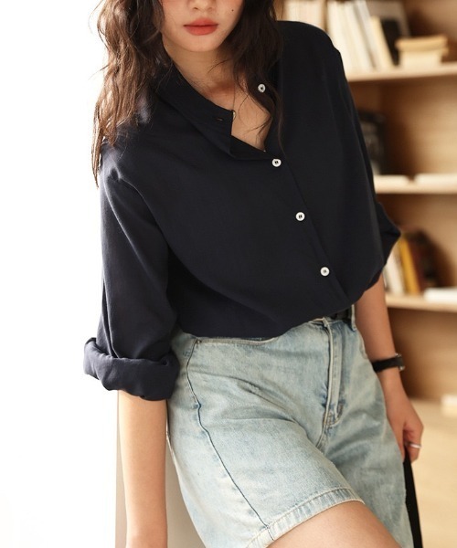 CHUN CHUN NOTES(チュンチュンノーツ)の「26SS/テンセルリネンバンドカラーシアーシャツ(シャツ/ブラウス・レディース・ネイビー/ホワイト/ピンク/ブルー・M)」の14枚目の写真